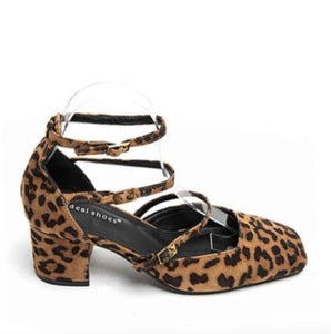 Leopard Triple Strap Mary-Jane Shoes